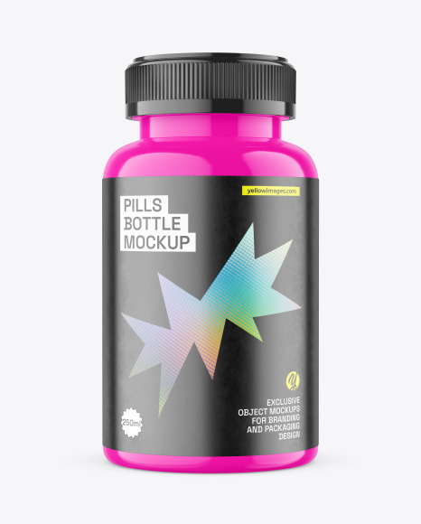 Glossy Plastic Pills Bottle Mockup - Supplement+Pill+Jar+