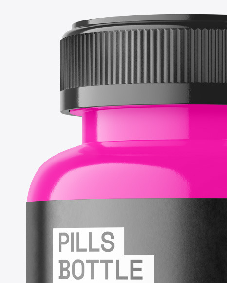 Glossy Plastic Pills Bottle Mockup