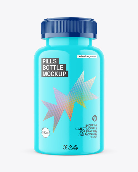 Glossy Plastic Pills Bottle Mockup