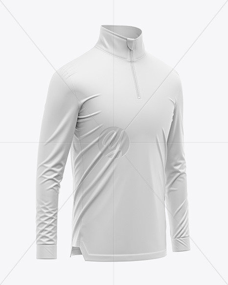 Zipper High Neck Long Sleeve Jersey Mockup