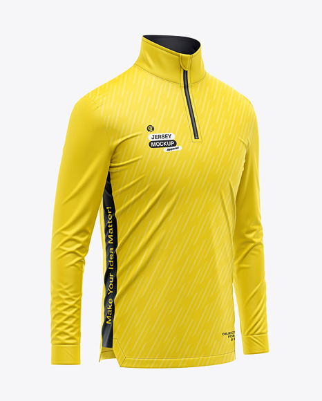 Zipper High Neck Long Sleeve Jersey Mockup - 3D jersey mockup