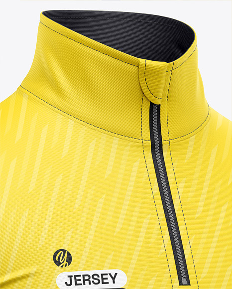 Zipper High Neck Long Sleeve Jersey Mockup