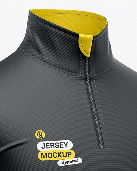 Zipper High Neck Long Sleeve Jersey Mockup