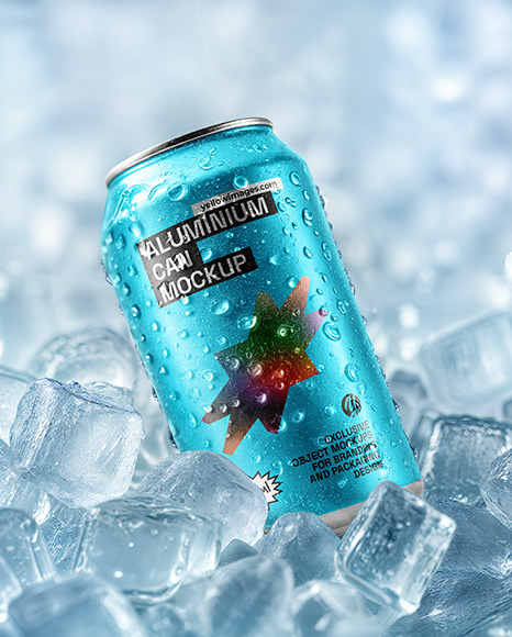 Aluminium Can in Ice Mockup - Soda mockup