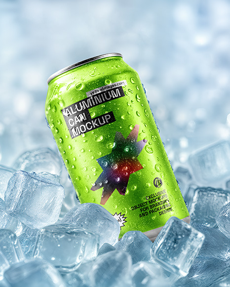Aluminium Can in Ice Mockup
