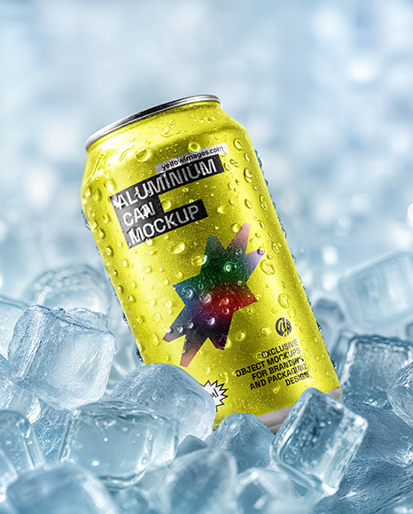 Aluminium Can in Ice Mockup