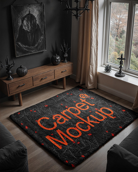 Rug with Pile in Living Room Mockup - Mockup assets