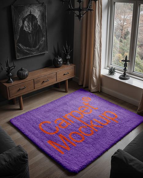 Rug with Pile in Living Room Mockup
