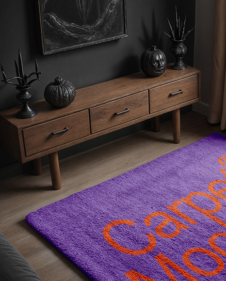Rug with Pile in Living Room Mockup