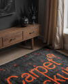Rug with Pile in Living Room Mockup