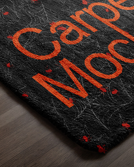 Rug with Pile in Living Room Mockup
