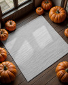 Square Rug Surrounded by Pumpkins Mockup