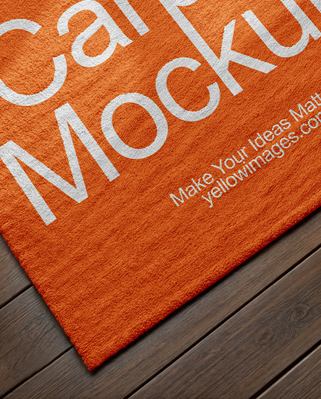 Square Rug Surrounded by Pumpkins Mockup