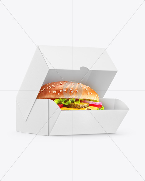 Paper Box with Burger Mockup