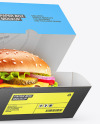 Paper Box with Burger Mockup
