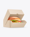Kraft Paper Box with Burger Mockup