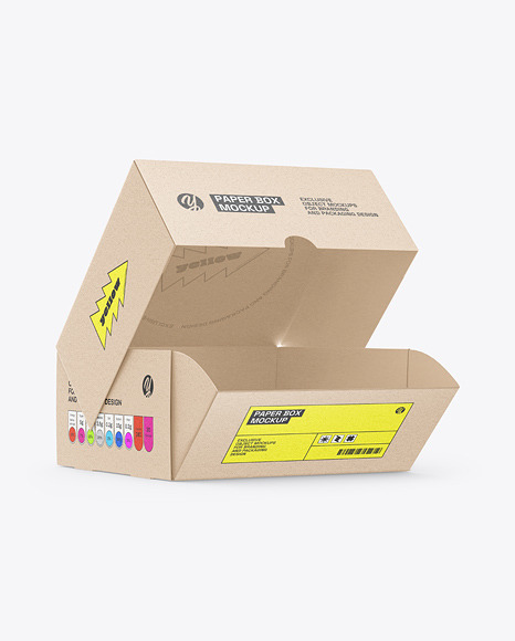 Kraft Paper Box with Burger Mockup