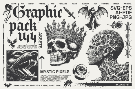 144 MysticPixels Graphic Pack - Retro halloween