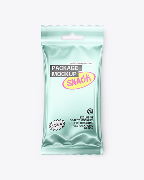 Glossy Metallic Snack Package Mockup