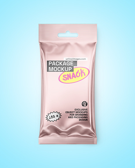 Glossy Metallic Snack Package Mockup