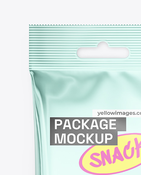 Glossy Metallic Snack Package Mockup
