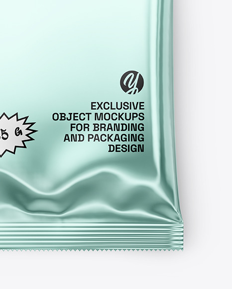 Glossy Metallic Snack Package Mockup