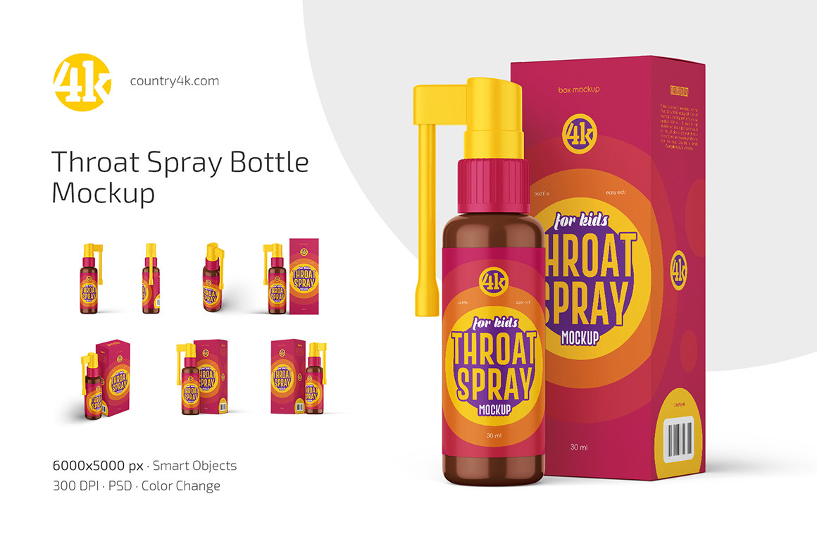 Throat Spray Bottle Mockup Set Throat Spray Bottle Mockup Set