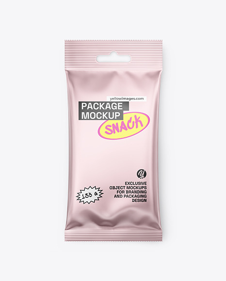 Matte Metallic Snack Package Mockup - Candy mockup