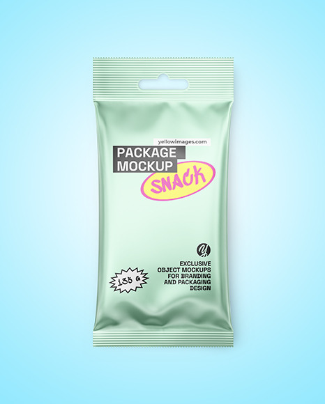 Matte Metallic Snack Package Mockup