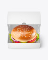 Paper Box with Burger Mockup