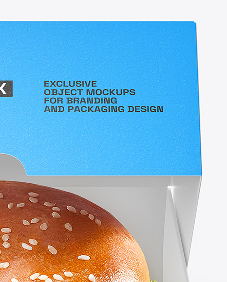 Paper Box with Burger Mockup