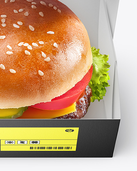 Paper Box with Burger Mockup