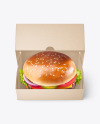 Kraft Paper Box with Burger Mockup
