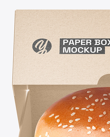 Kraft Paper Box with Burger Mockup