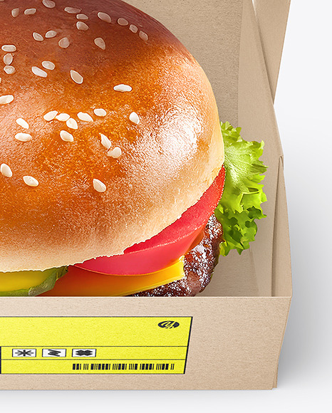 Kraft Paper Box with Burger Mockup