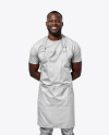 Black Man Wearing an Apron and a T-Shirt Mockup