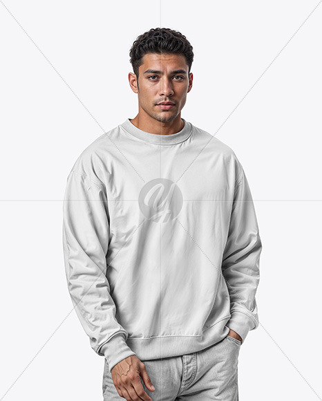 Man Wearing an Oversize Sweatshirt Mockup