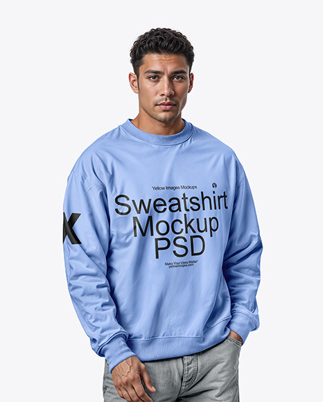 Man Wearing an Oversize Sweatshirt Mockup - Blank+white+sweatshirt+mockup+set,+front+and+back+side+...