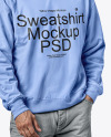 Man Wearing an Oversize Sweatshirt Mockup