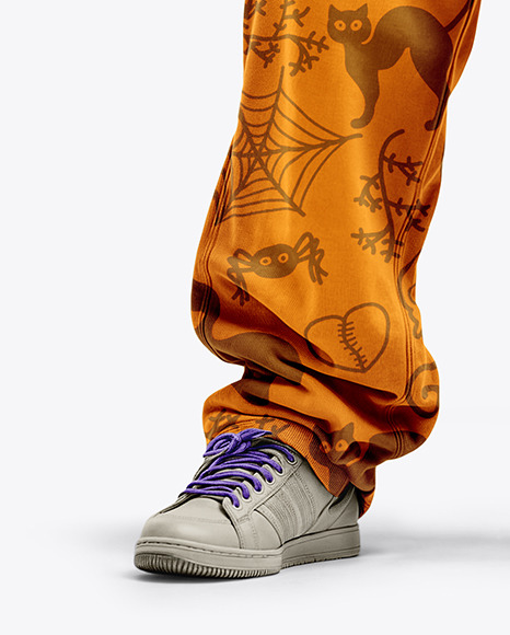 Pumpkin Head Wearing Oversized Hoodie and Pants Mockup