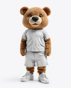 Sports Mascot Bear Wearing a T-Shirt and Shorts Mockup