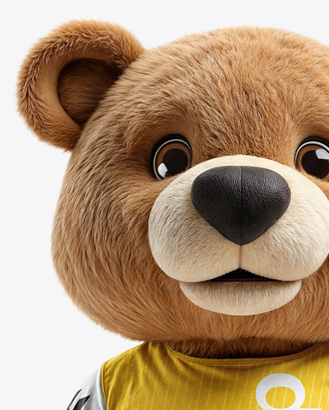 Sports Mascot Bear Wearing a T-Shirt and Shorts Mockup