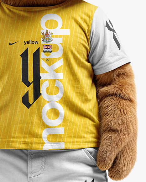 Sports Mascot Bear Wearing a T-Shirt and Shorts Mockup