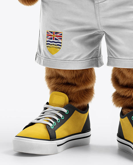 Sports Mascot Bear Wearing a T-Shirt and Shorts Mockup
