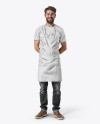 Bearded Man Wearing an Apron and Jeans Mockup