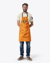 Bearded Man Wearing an Apron and Jeans Mockup