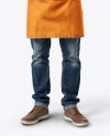 Bearded Man Wearing an Apron and Jeans Mockup