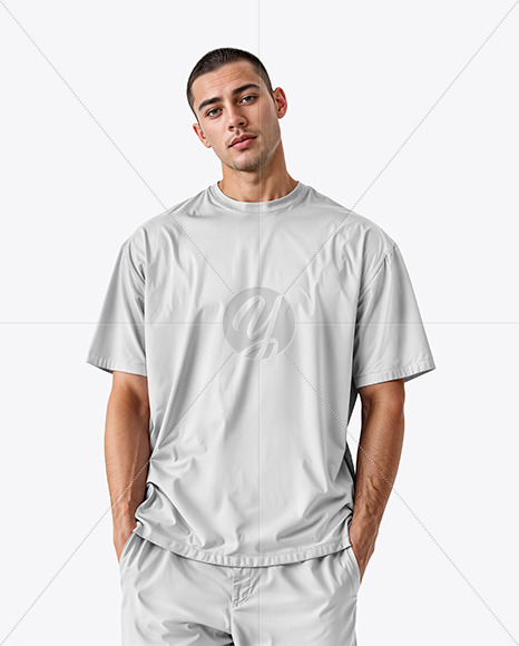 Man Wearing an Oversize T-shirt Mockup