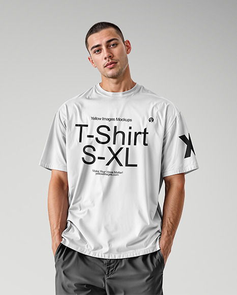 Man Wearing an Oversize T-shirt Mockup