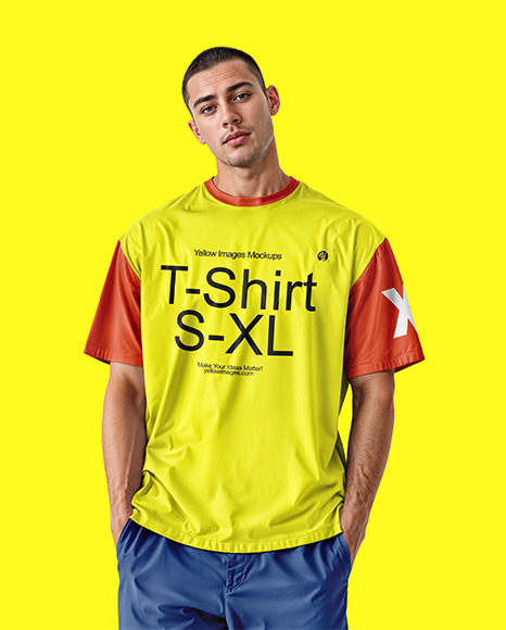 Man Wearing an Oversize T-shirt Mockup